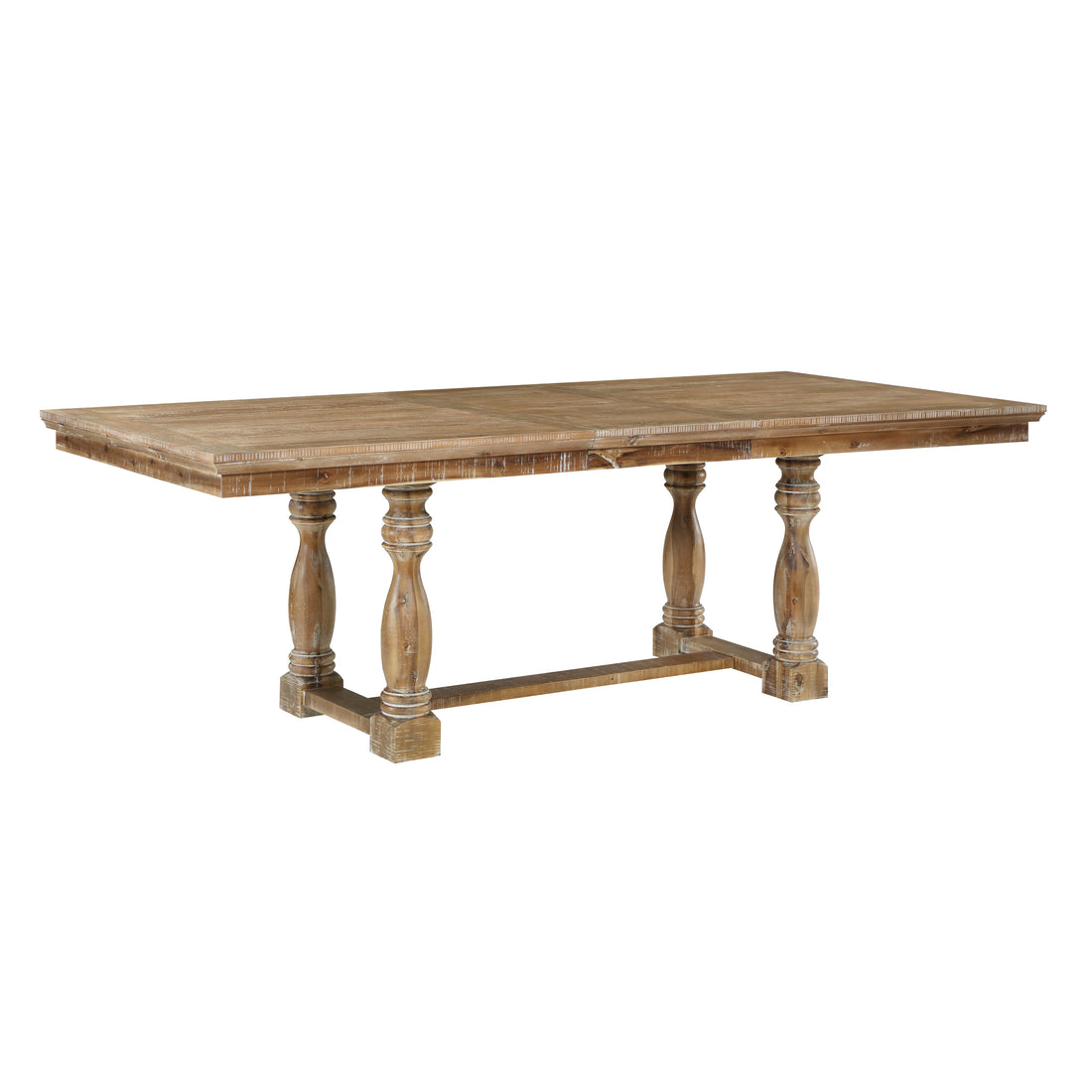 Traditional Farmhouse Style Dining Table With Leaf Extension 1Pc Wheat Finish Wooden Kitchen Furniture Wheat Seats 8 Dining Room Kitchen & Dining Tables Rectangular Wood Trestle