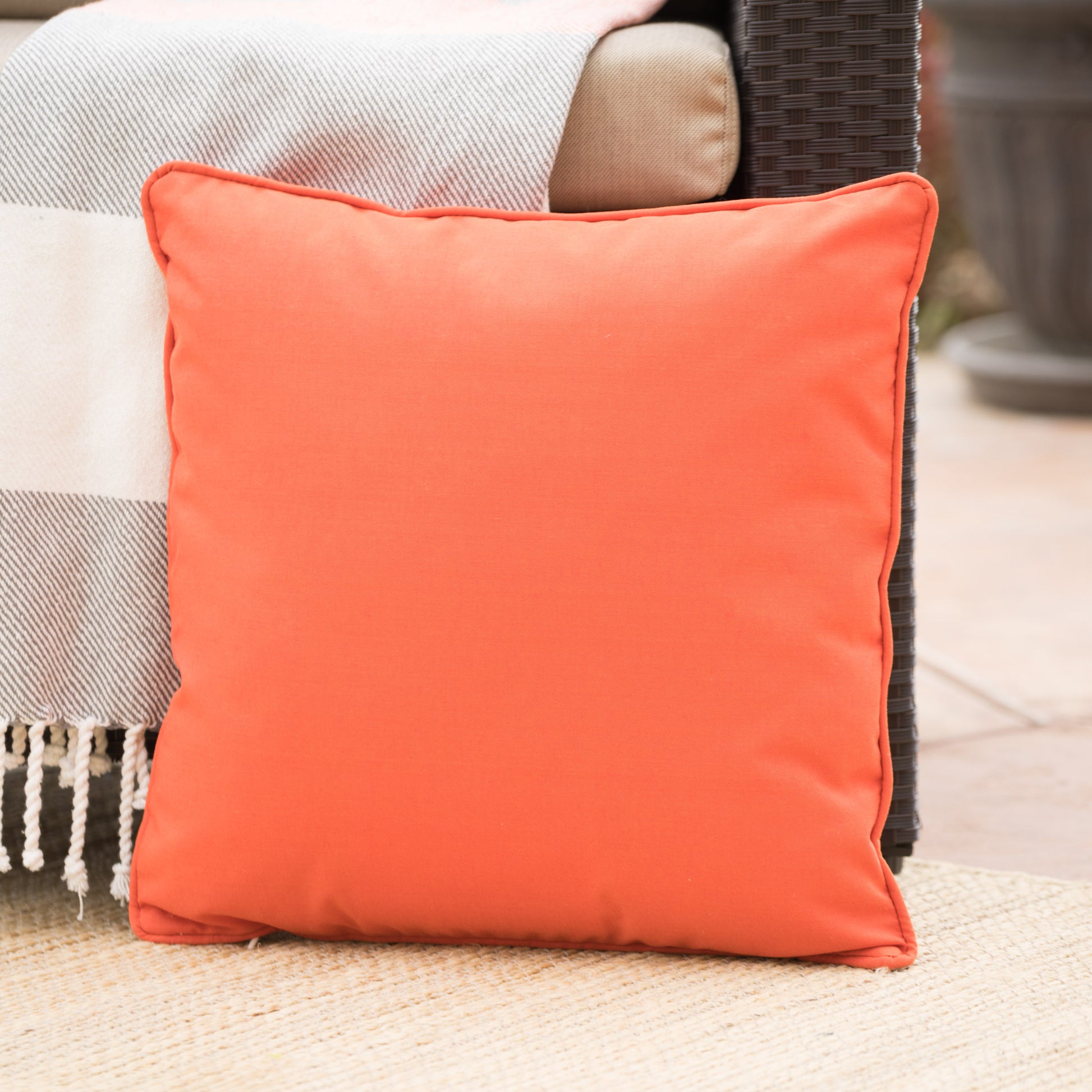 Coronado Square Pillow Set Of 2 Orange Fabric