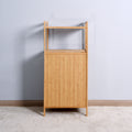 Bathroom Laundry Basket Bamboo Storage Basket With 2 Tier Shelf 17.32 X 13 X 37.8 Inch Natural Bamboo