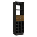 Classic Bar Cabinet, Two Drawers, Twelve Built In Wine Rack Black Walnut Multicolor Particle Board Particle Board