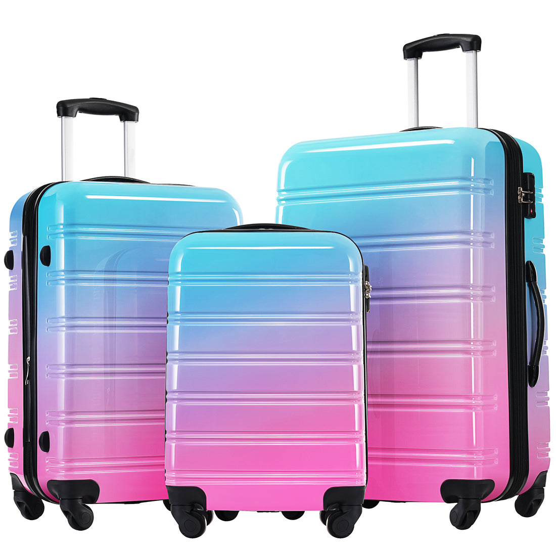 Hardshell Luggage Sets 3 Piece Gradient Color Expandable Suitcase With Spinner Wheels And Tsa Lock Lightweight 20" 24" 28" Available,Blue And Red Blue Red Abs