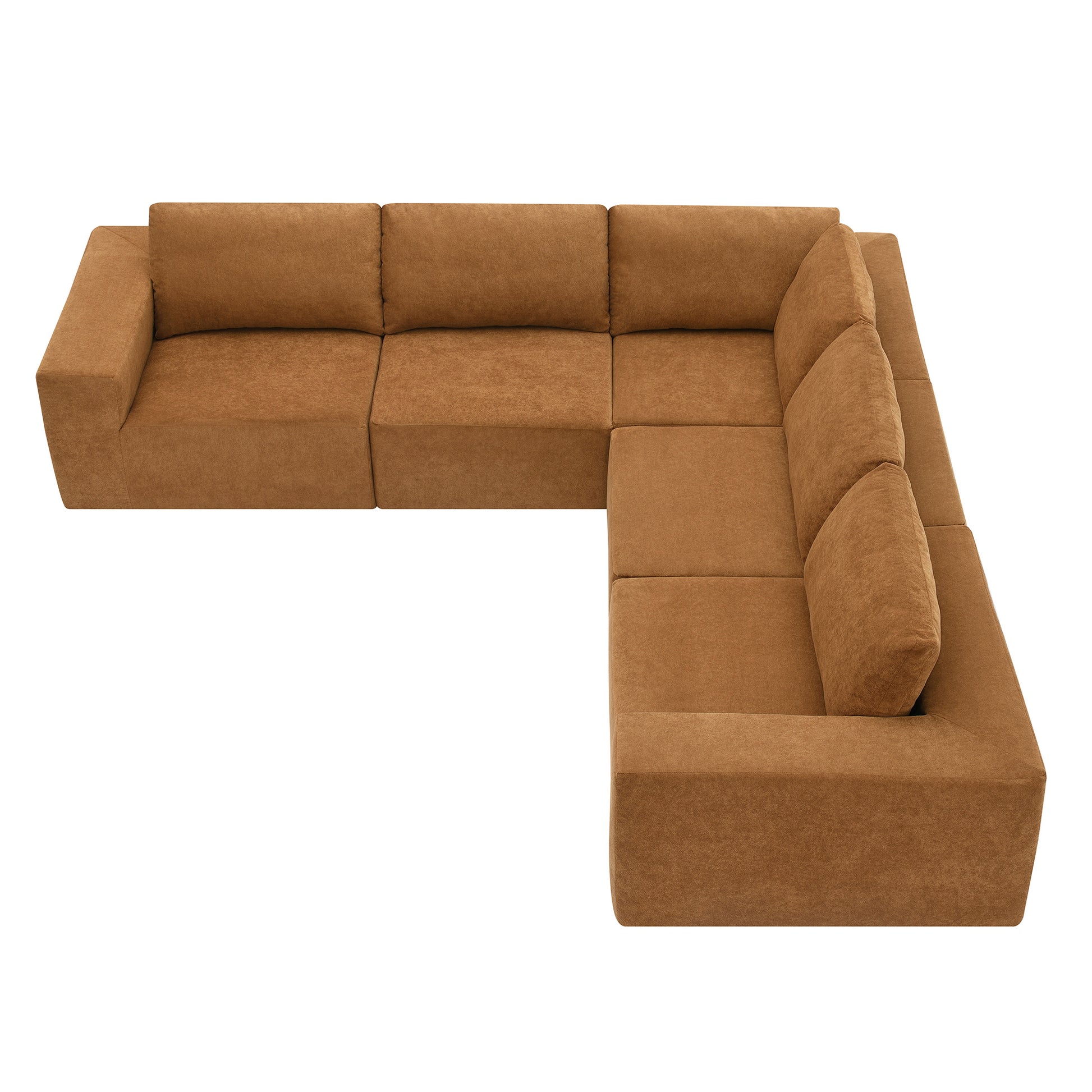 116*116" Modular L Shaped Sectional Sofa,Luxury Floor Couch Set,Upholstered Indoor Furniture,Foam Filled Sleeper Sofa Bed For Living Room,Bedroom,5 Pc Free Combination,3 Colors Brown Fabric 5 Seat