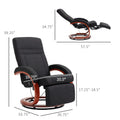 Homcom Manual Recliner Chair For Adults, Adjustable Swivel Recliner With Footrest, Padded Arms And Wood Base For Living Room, Black Black Polyester