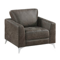 Brownish Gray Polished Microfiber Upholstery Elegant Modern Style Chair 1Pc Solid Wood Living Room Furniture Metal Legs Brown Primary Living Space Modern Solid Wood