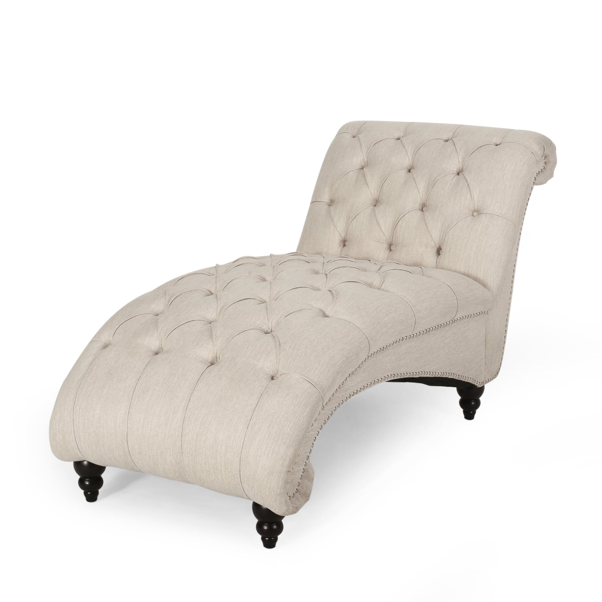 Chaise Lounge Beige Fabric 1 Seat