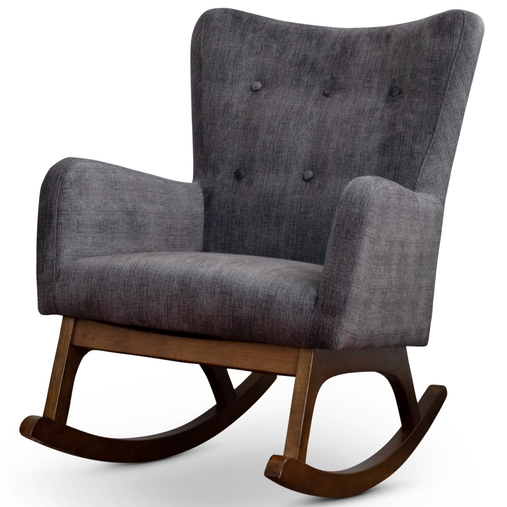 Alistair Solid Wood Rocking Chair Solid Brown,Dark Gray Bedroom Foam Wipe Clean Rocking Chairs Foam Fabric,Solid Wood