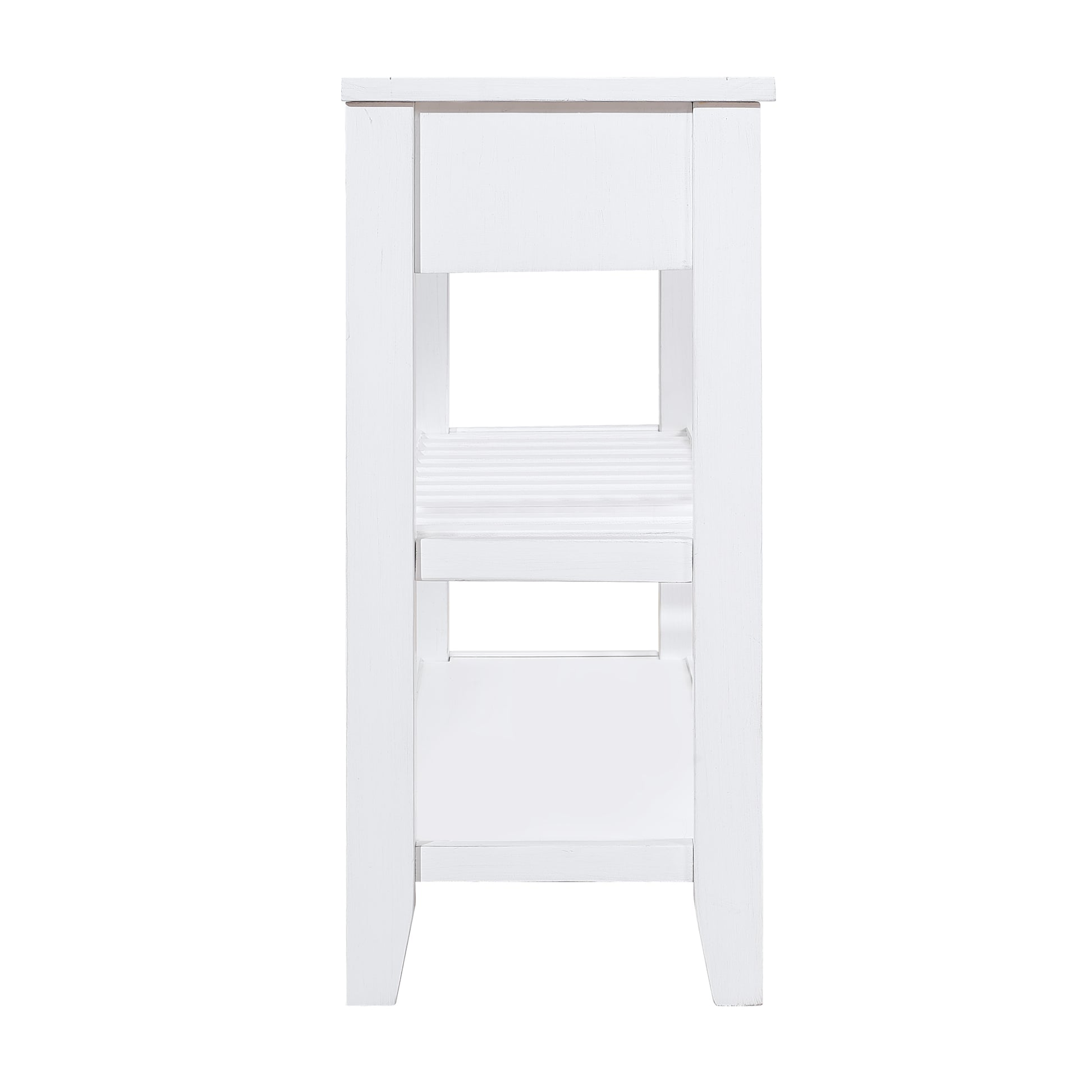 Console Sofa Table With 2 Storage Drawers And 2 Tiers Shelves, Mid Century Style 42'' Solid Wood Buffet Sideboard For Living Room Furniture Kitchen Dining Room Entryway Hallway, Antique White Antique White Pine