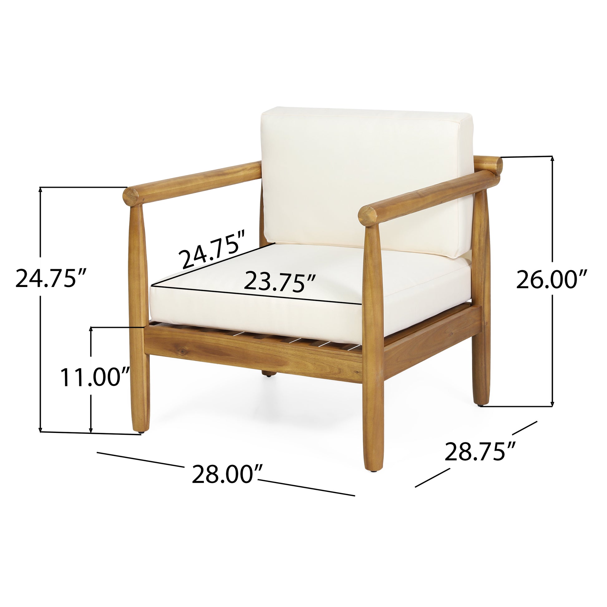 Bonsallo Club Chair Cream Brown Acacia Wood