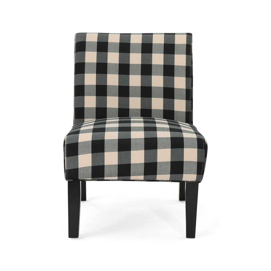 Accent Chair Black White Fabric