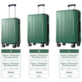 Luggage Sets 3 Piece, Expandable Hard Shell Abs Suitcases With Double Spinner, Travel Luggage Set With Tsa Lock 20 24 28Inch, Green Green Abs