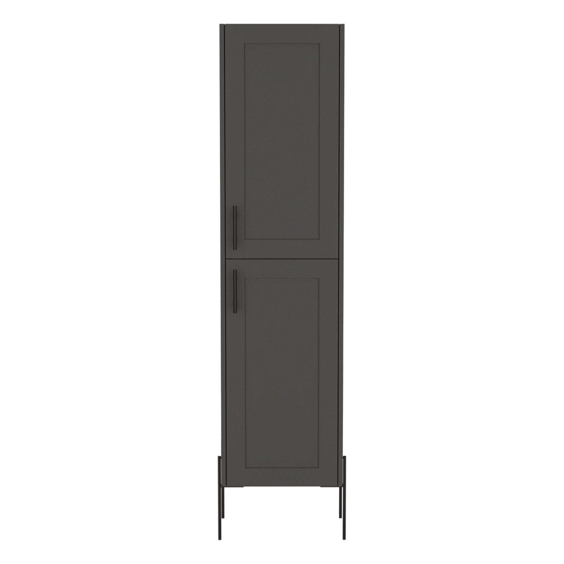 Hagi 71" Tall Four Tier Shelf One Door Linen Shaker Cabinet Gray Particle Board