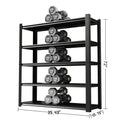 15.75 Inches Wide Black Metal Shelves, With 5 Removable Dividers, Large Capacity, Strong Load Bearing, Suitable For Garage, Kitchen And Office. 5 Black Standard Primary Living Space Horizontal Open Back Metal American Design,American Traditional,Modern