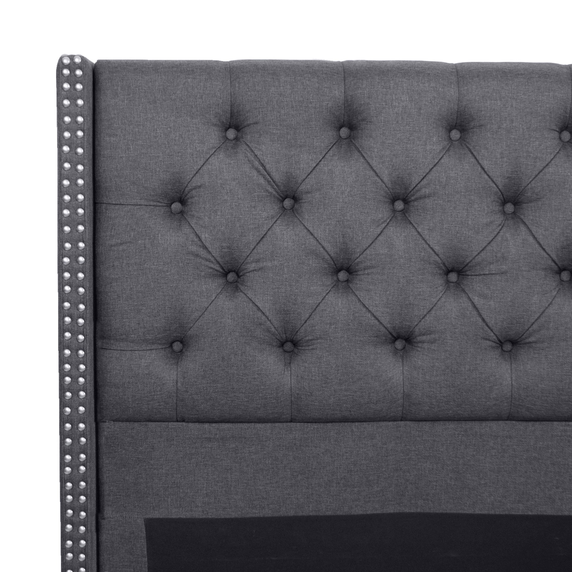 Queen Bed In Blue Gray Queen Gray Fabric