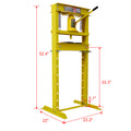 Hydraulic Shop Press ,12 Ton Capacityfloor Mount ,With Press Plates, H Frame Garage Floor Press, Adjustable Working Table Height, ,Yellow Yellow Steel