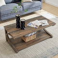 Unique Coffee Table, Solid Wood 48 Inch Modern Coffee Table Modern Center Table With Storage, Solid Wood Special Shape Coffee Table, Living Room, Kitchen, Apartment Dining Table Brown Solid Wood Mdf