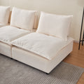 Modern Armless L Shaped Sectional Sofa Couch With Ottoman Modular Design, Durable Construction, Easy Care Upholstery For Living Room, Apartment, Office, Small Space Beige Foam Chenille 4 Seat