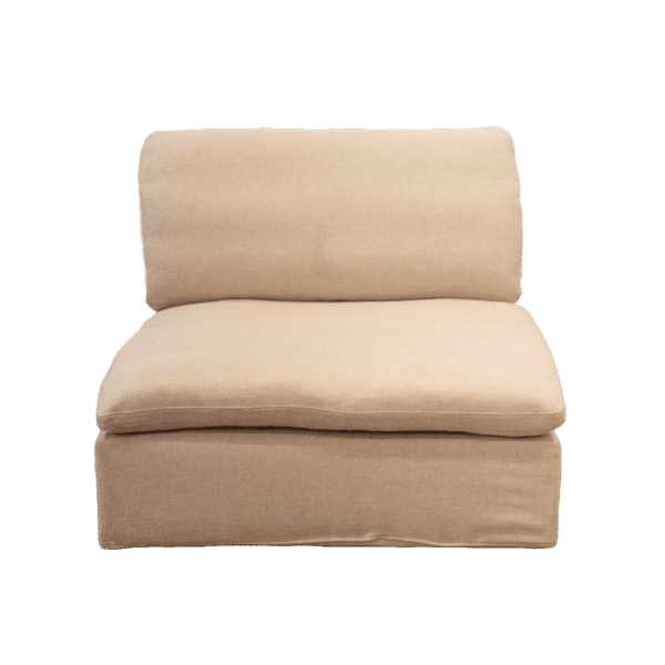 Living Room Modular Armless Sofa Couch, 1 Pc Fabric Upholstered Sectional Sofa With Soft Cushions, Beige Beige Linen Wood Primary Living Space Soft Cushion Back Contemporary,Modern Engineered