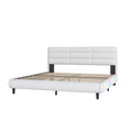 King Size Upholstered Platform Bed With Led Light Strips,White King White Upholstered