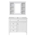 36'' Bathroom Vanity With Medicine Cabinet, Modern Bathroom Storage Cabinet With 2 Soft Closing Doors And 4 Drawers, Single Sink Bathroom Vanity White Bathroom Ceramic,Solid Wood Mdf