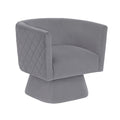 1Pc Swivel Chair Gray Velvet Fabric Upholstery Solid Wood Diamond Pattern Stitched Back Comfort Chair Living Room Furniture Gray Primary Living Space Contemporary Plywood,Solid Wood