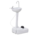Kleankin Portable Camping Sink, Handwashing Station Basin With 4.5 Gallon Tank, Rolling Wheels & Soap Dispenser For Rv, Outdoor Events, Gatherings, Hdpe, White Antique White Plastic