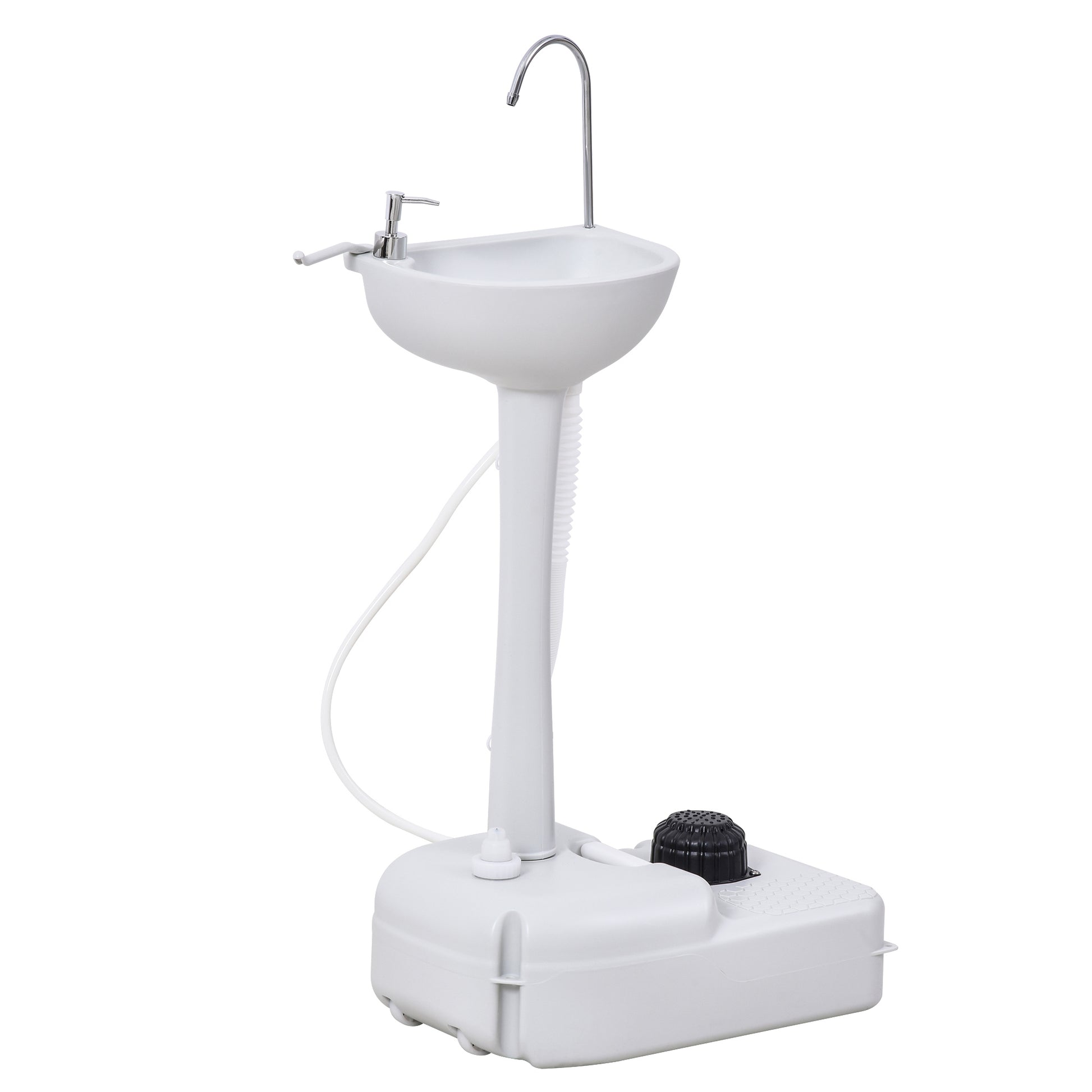 Kleankin Portable Camping Sink, Handwashing Station Basin With 4.5 Gallon Tank, Rolling Wheels & Soap Dispenser For Rv, Outdoor Events, Gatherings, Hdpe, White Antique White Plastic