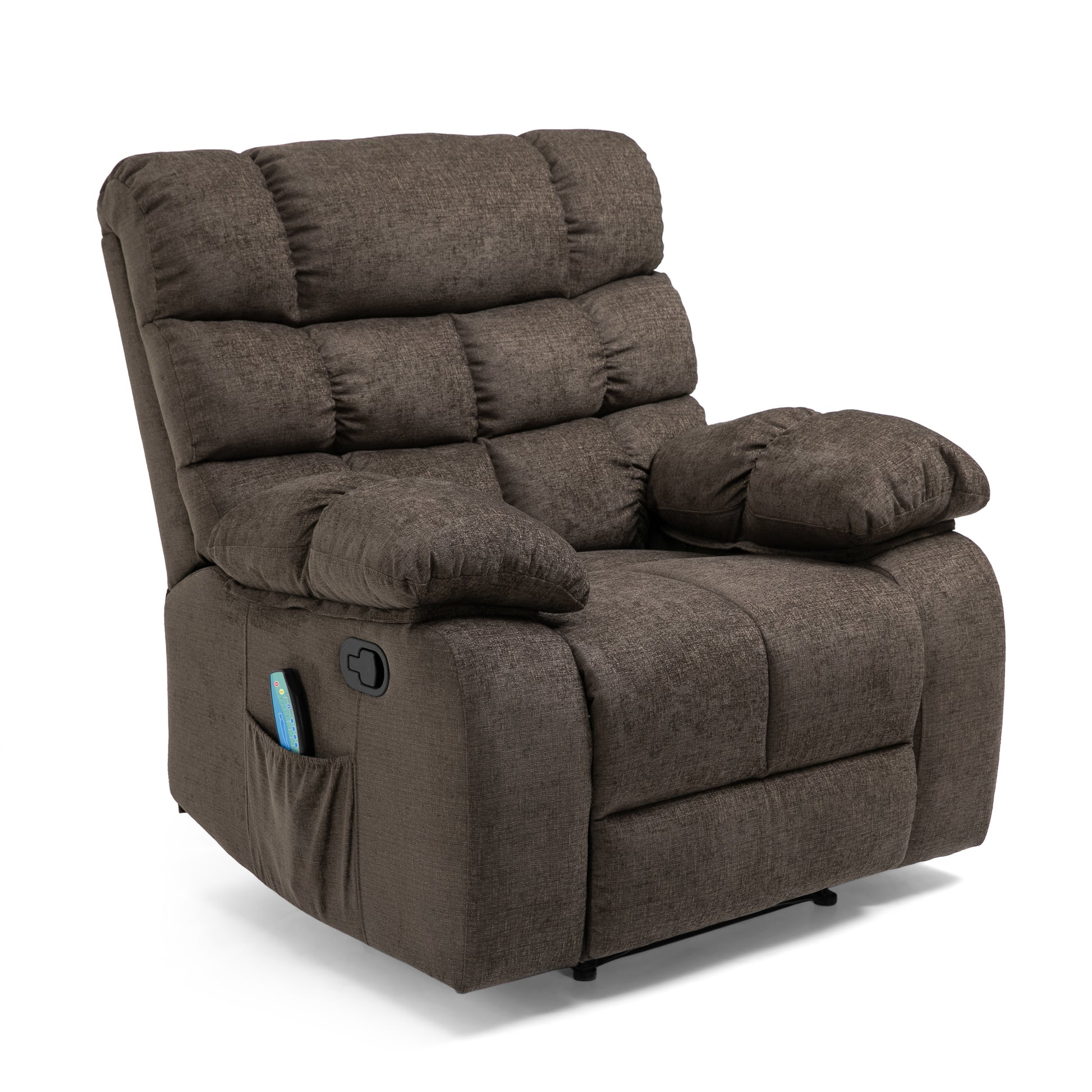 Massage Recliner Brown Polyester