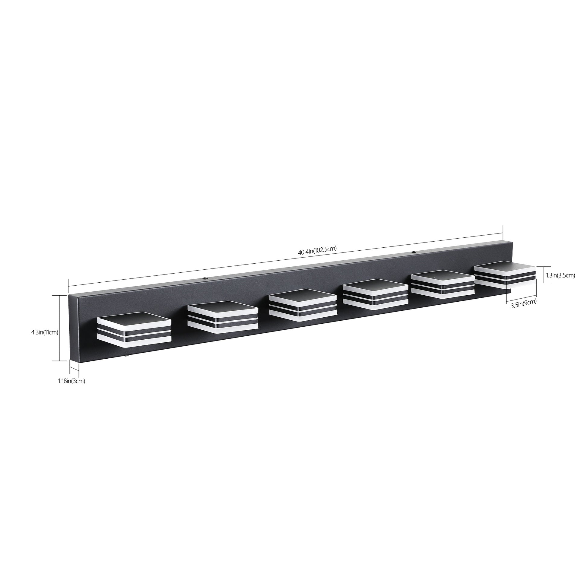 Modern 6 Light Led Vanity Light Sleek Bathroom Wall Fixture, Iron & Acrylic, Dimmable & Energy Efficient, Ideal For Mirror Lighting Black Acrylic,Iron