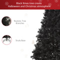 Homcom 7Ft Artificial Christmas Tree Unlit Douglas Fir With Realistic Branches And 1346 Tips, Black Halloween Style Black Plastic