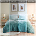 Ombre Shaggy Long Fur Comforter Mini Set King Aqua Polyester