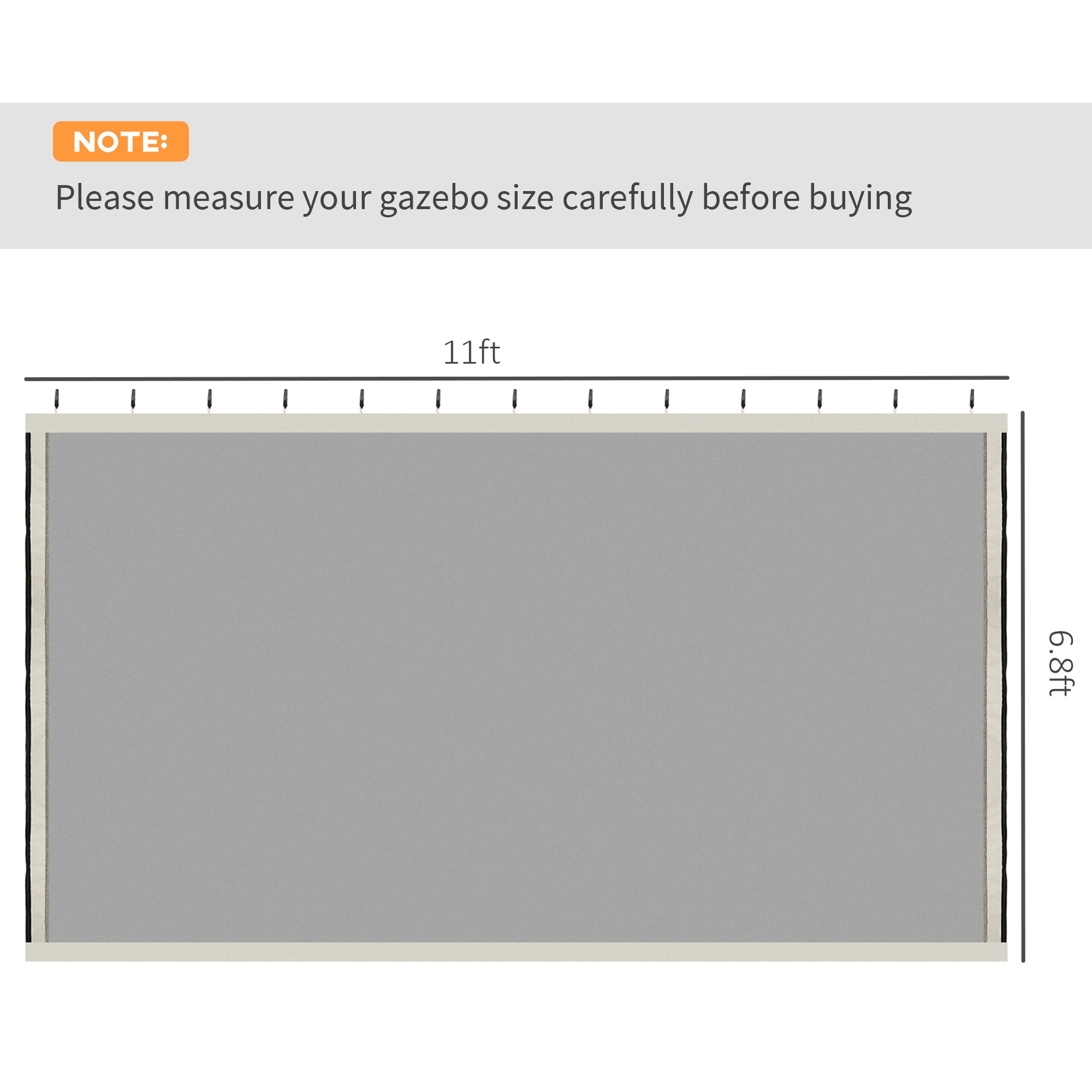 Outsunny 10' X 12' Universal Replacement Mesh Sidewall Netting For Patio Gazebos And Canopy Tents With Zippers, Sidewall Only , Beige Cream White Polyester