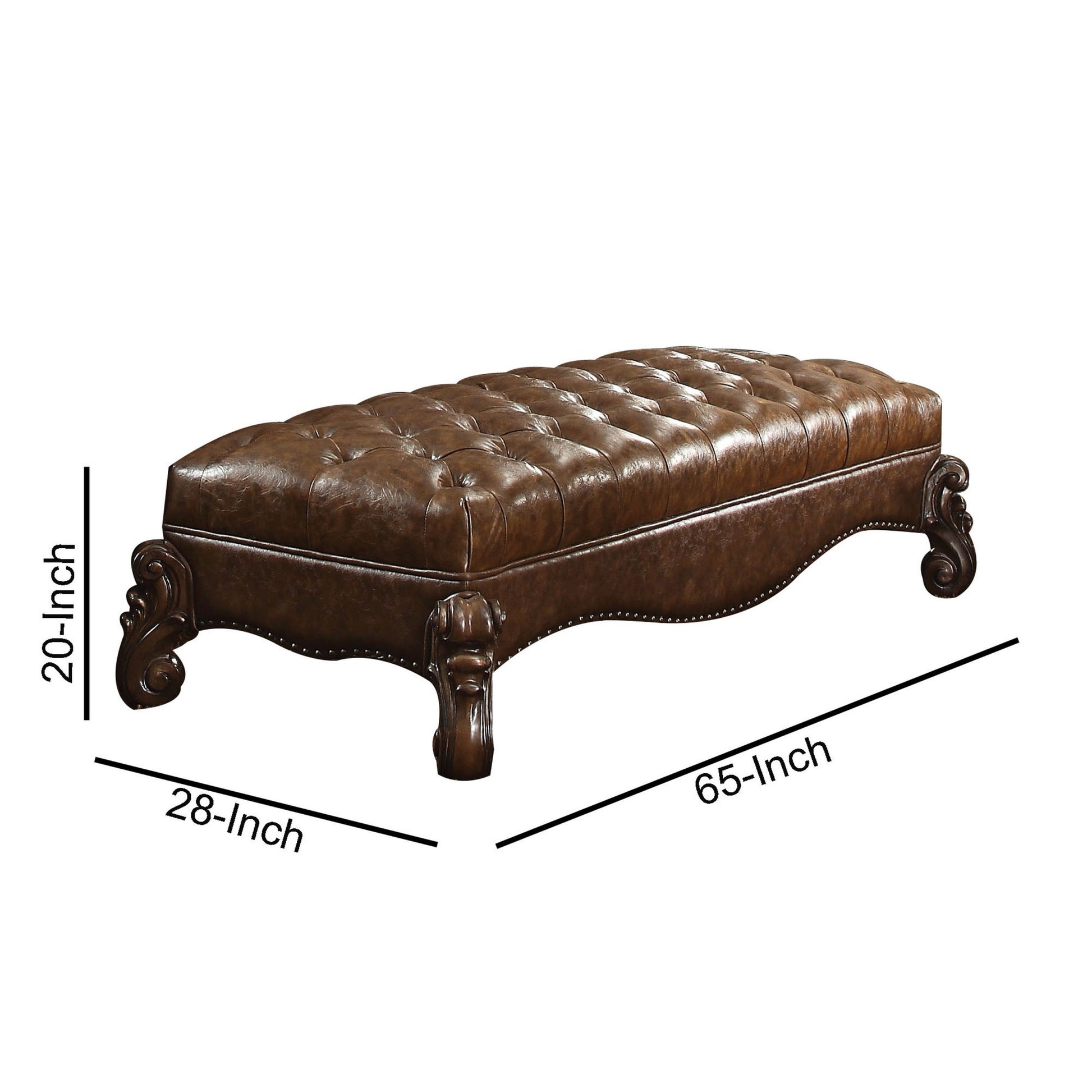 Polyurethane Wood Bench, Antiqued Brown Brown Wood