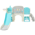 11 In 1 Toddler Slide, Kids Slide For Toddler Age 1 3 With Basketball Hoop, Kids Slide Playset Structure,Arch Tunnel And Telescope, Toy Storage Organizer For Toddlers, Kids Climbers Playground Blue Cute 1 To 2 Years Hdpe Indoor & Outdoor Use