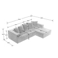 Chenille L Shaped Sectional Sofa Set,Minimalist Style Modular Sectional Sofa, Luxury Chenille Fabric Cloud Couch For Living Room Grey Chenille 4 Seat