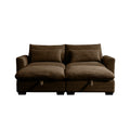 Corduroy Two Seater Sofa With 2 Storage Footrest, 2 Seater Sectional Deep Seat Sofa,Comfy Couches For Living Room ,Brown Sofa Brown Corduroy 2 Seat