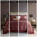 5 Piece Jacquard Bedspread Set With Throw Pillows Burdy Queen Queen Burgundy Cotton