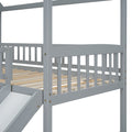 Twin Over Twin Bunk Bed With Two Drawers And Slide, House Bed With Slide, White Old Sku :Lt000129Aae Gray Pine