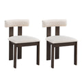 Wooden Dining Chairs Set Of 2, Modern Boucle Upholstered Kitchen Side Chairs,Mid Century Modern Kitchen Chairs With Open Back Farmhouse Wooden Side Chairs For Dining Room,Living Room,Restaurant Dark