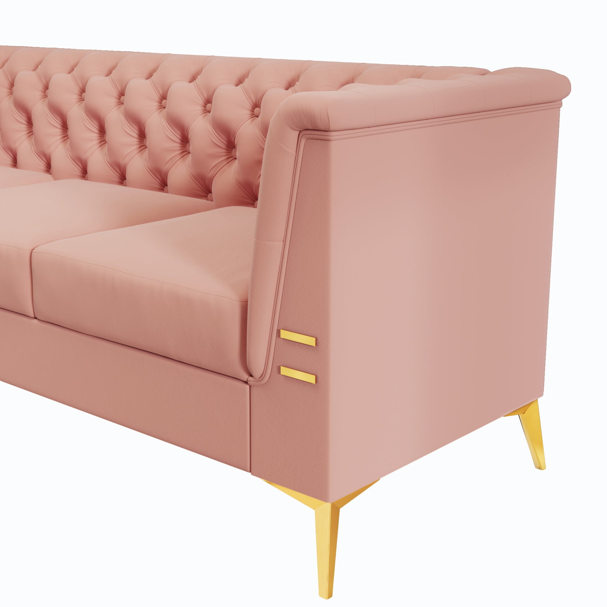 Fx P83 Pk2 Sofa Modern Velvet Living Room Chesterfield Design 82.7Inch Wide Pink 3 Seat Sofa Pink Velvet 3 Seat