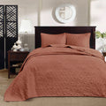 3 Piece Reversible Quilt Set Clay Red King Cal King Red Polyester