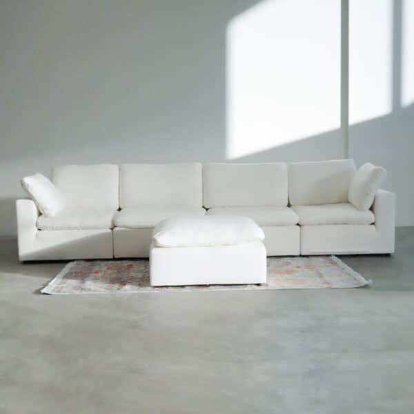 Living Room Modular Armless Sofa Couch, 1 Pc Fabric Upholstered Sectional Sofa With Soft Cushions, White White Linen Wood Primary Living Space Soft Cushion Back Contemporary,Modern Engineered