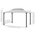 Outsunny 10' X 13' Patio Gazebo, Outdoor Gazebo Canopy Shelter With Netting And Curtains, Aluminum Frame For Garden, Lawn, Backyard And Deck, Gray Light Gray Aluminum