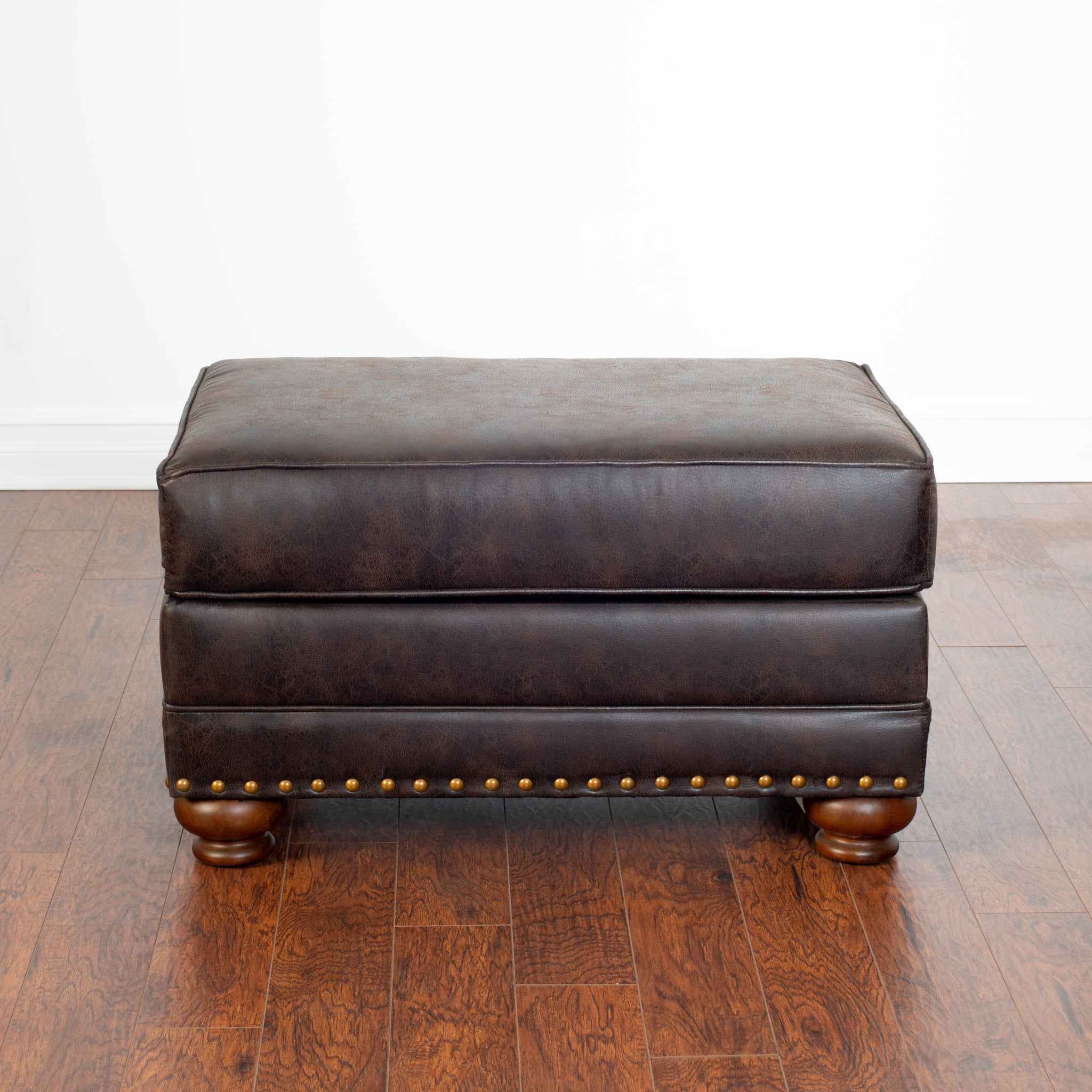 Leinster Faux Leather Upholstered Ottoman Espresso Faux Leather