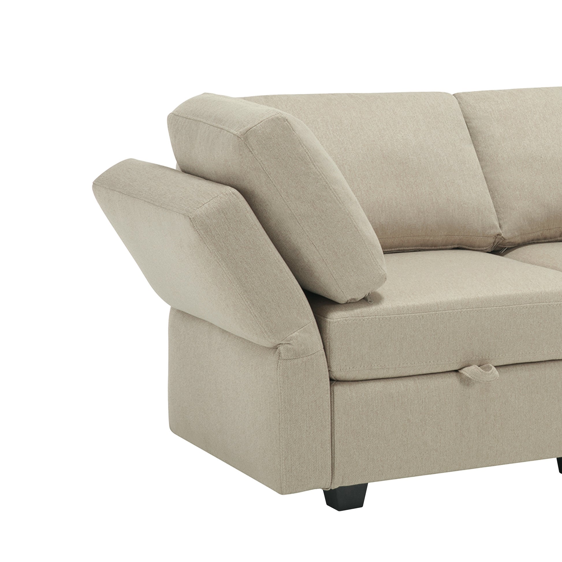 Adjustable Arms And Backs Sectional Sofa, Modern Sectional Couch U Shaped Sofa Couch With Storage Ottoman, Sofa With Convertible Chaise Beige Beige Polyester 4 Seat