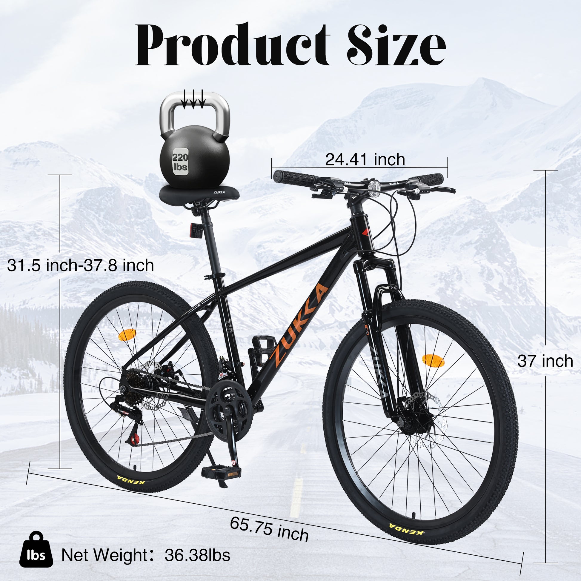 Mountain Bike For Men And Women 26 Inch 24 Speed Suspension Fork Kenda Tires Cycling Black Garden & Outdoor Steel