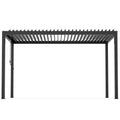 8640 Louver Pergola 10X13Ft Aluminum Frame & Steel Louvers Black Garden & Outdoor High Wind Resistant Gazebos Aluminium