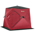 Outsunny 2 Person Insulated Ice Fishing Shelter Pop Up Portable Ice Fishing Tent With Carry Bag And Anchors For Lowest Temps 22 , Red Red Fabric