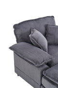 56.3 Inch Corduroy Single Sofa With 2 Toss Pillows And A Ottoman ,Comfy Sofa Deep Seat Couch For Living Room Grey Foam 1 Seat