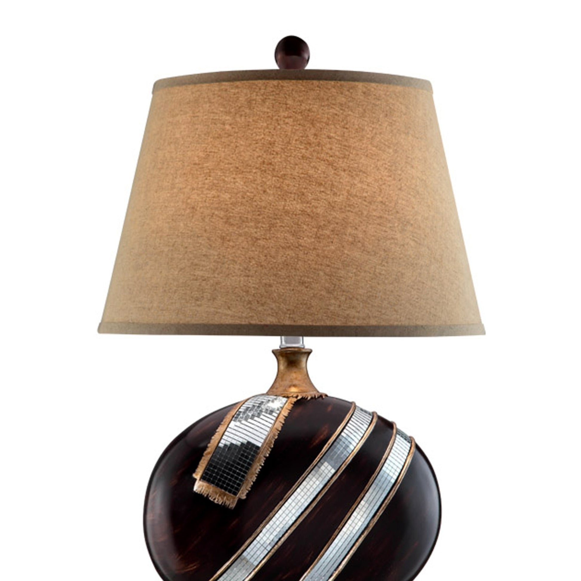 28.5" Tall Polyresin Table Lamp "Kukui" With Dark Espresso Finish, Fabric Shade Espresso Metal