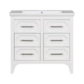 36'' Bathroom Vanity With Resin Sink Combo, Free Standing Single Vanity Set With Four Drawers, Solid Wood Frame Bathroom Storage Cabinet Same As Sw000128Aak White Bathroom Modern Solid Wood Mdf